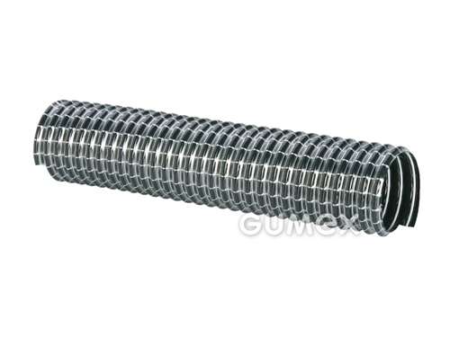 Vysávačová hadica SUPERFLEX PVC 372, 25/31mm, 1,7bar/-0,2bar, PVC, oceľová špirála + syntetické vlákno, -5°C/+80°C, šedá